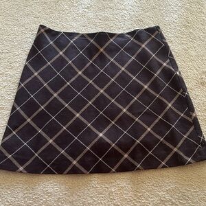 Brown Plaid Wool blend Mini Skirt